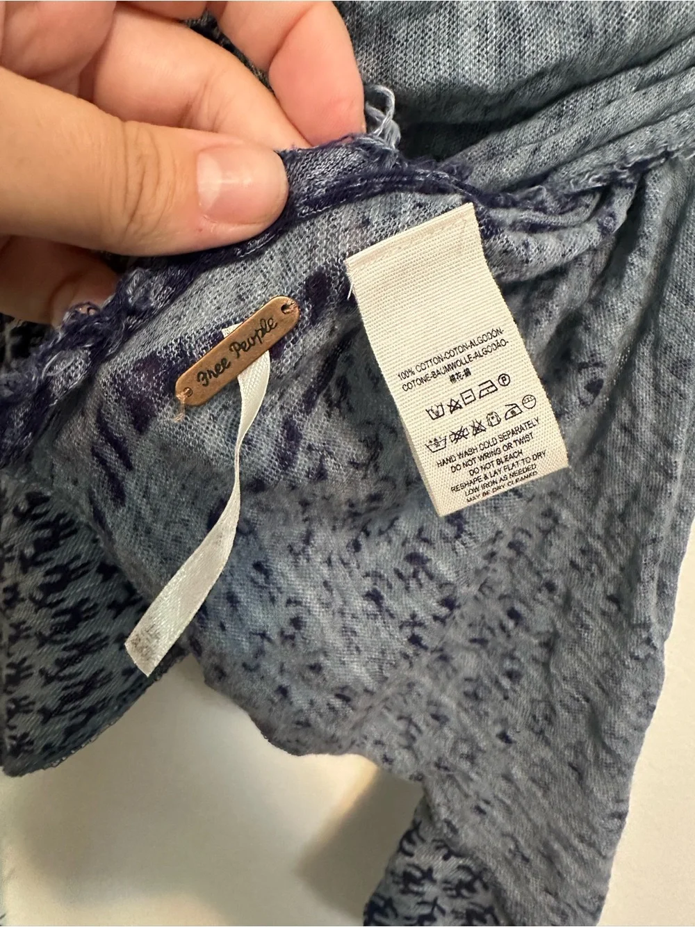 Free People Light Blue Patterned Wrap Scarf